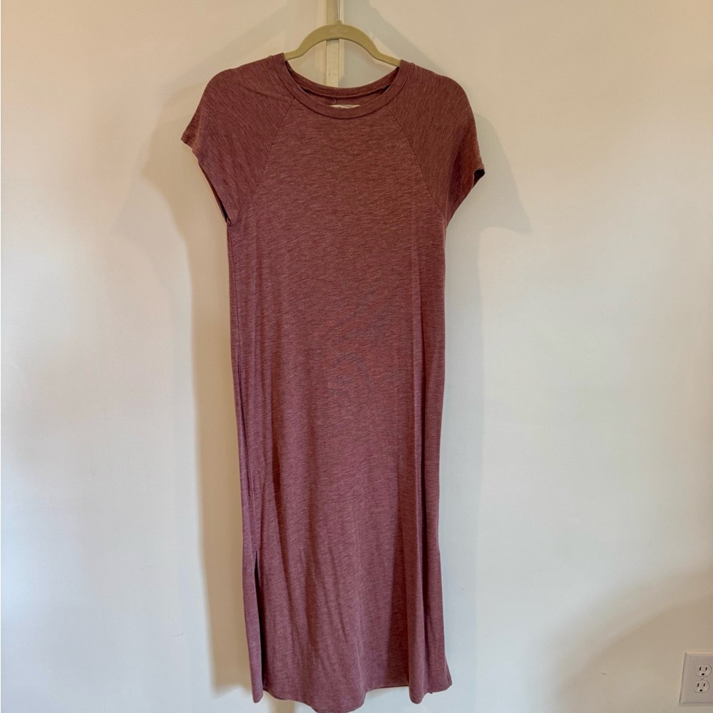 Madewell Mauve Pink Short Sleeve Crew Neck Midi Dress